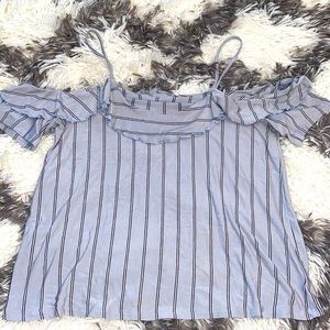 American Eagle cold shoulder blue striped tank